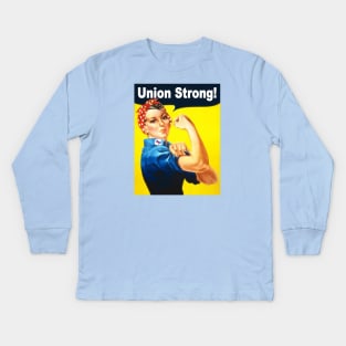 Rosie the Riveter Union Strong Kids Long Sleeve T-Shirt